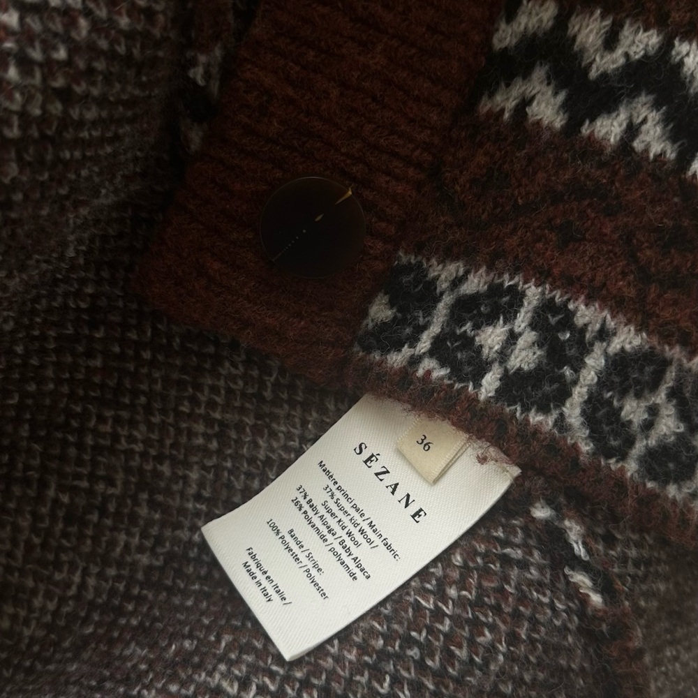 Sezane Thais Brown Patterned Women's Cardigan Sma… - image 4